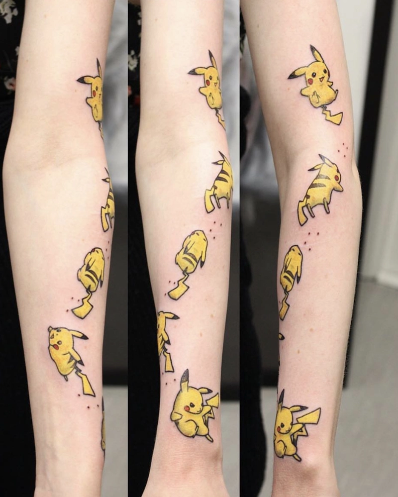 hình xăm pikachu full tay
