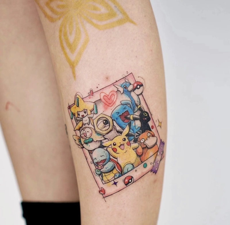 hình xăm pikachu màu sắc