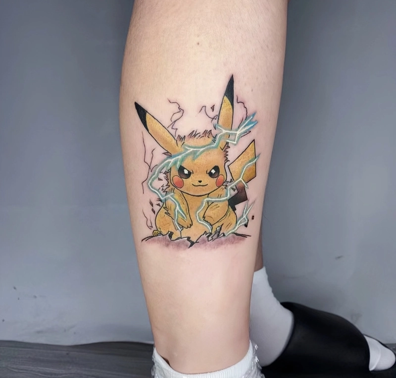 hình xăm pikachu ở chân