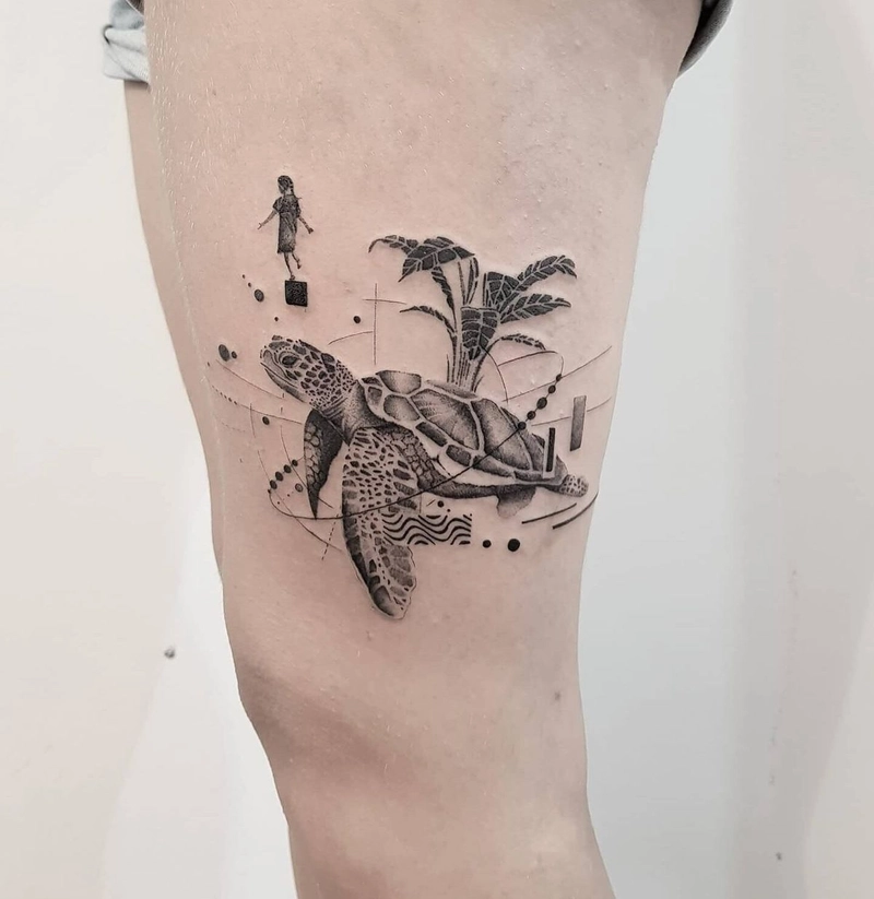 hình xăm rùa biển ở chân