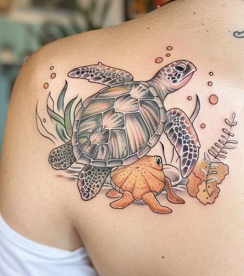 hình xăm rùa biển ở lưng