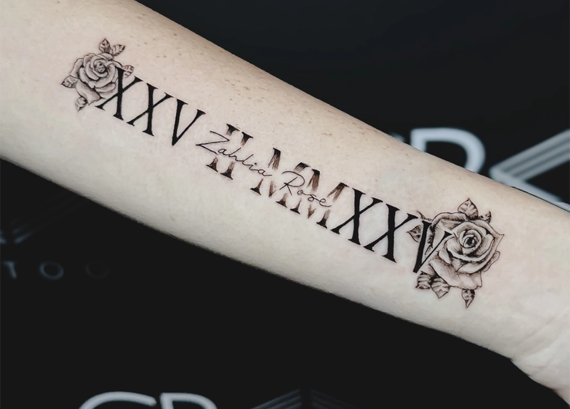hình xăm số la mã ở tay