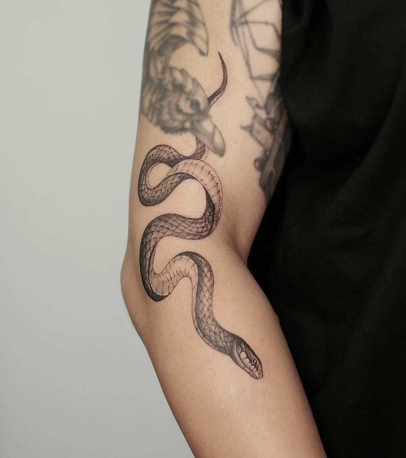 mẫu tattoo con rắn nghệ thuật đầy cuốn hút