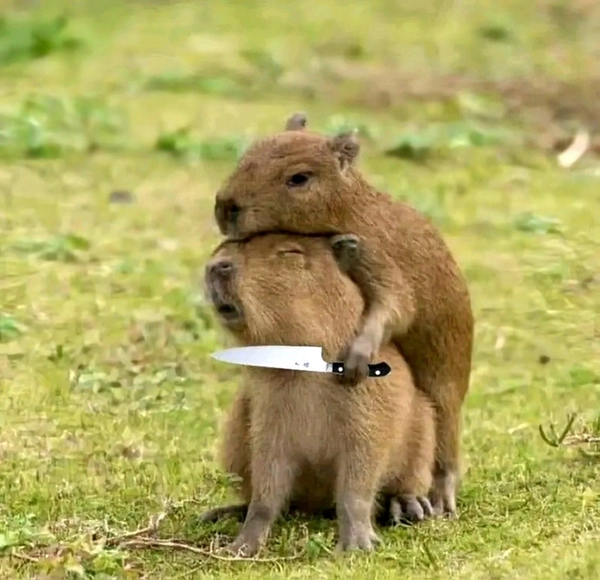 meme capybara cầm dao