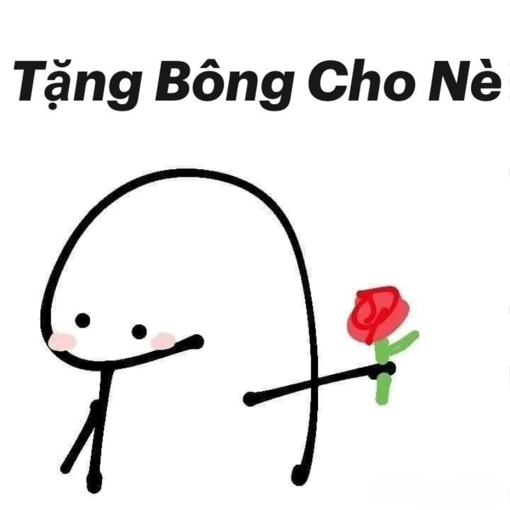 meme tặng hoa vui vẻ