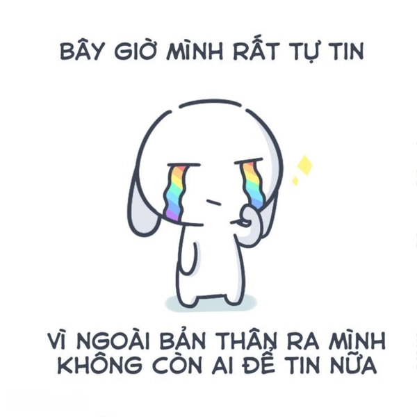meme thỏ bảy màu buồn cười