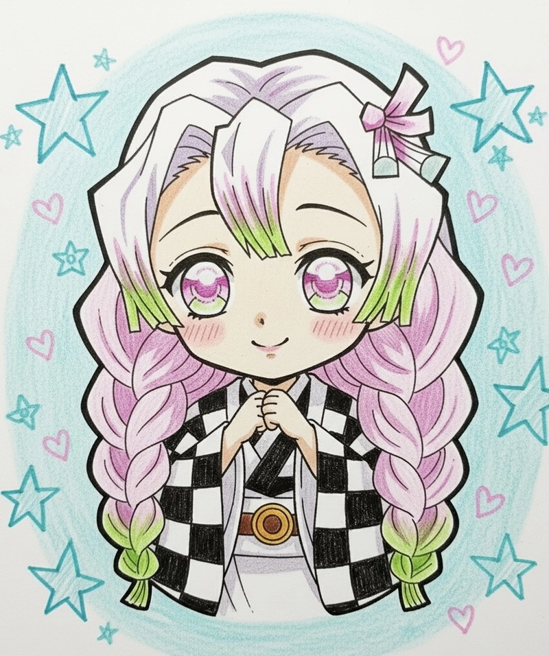 mitsuri chibi dễ vẽ