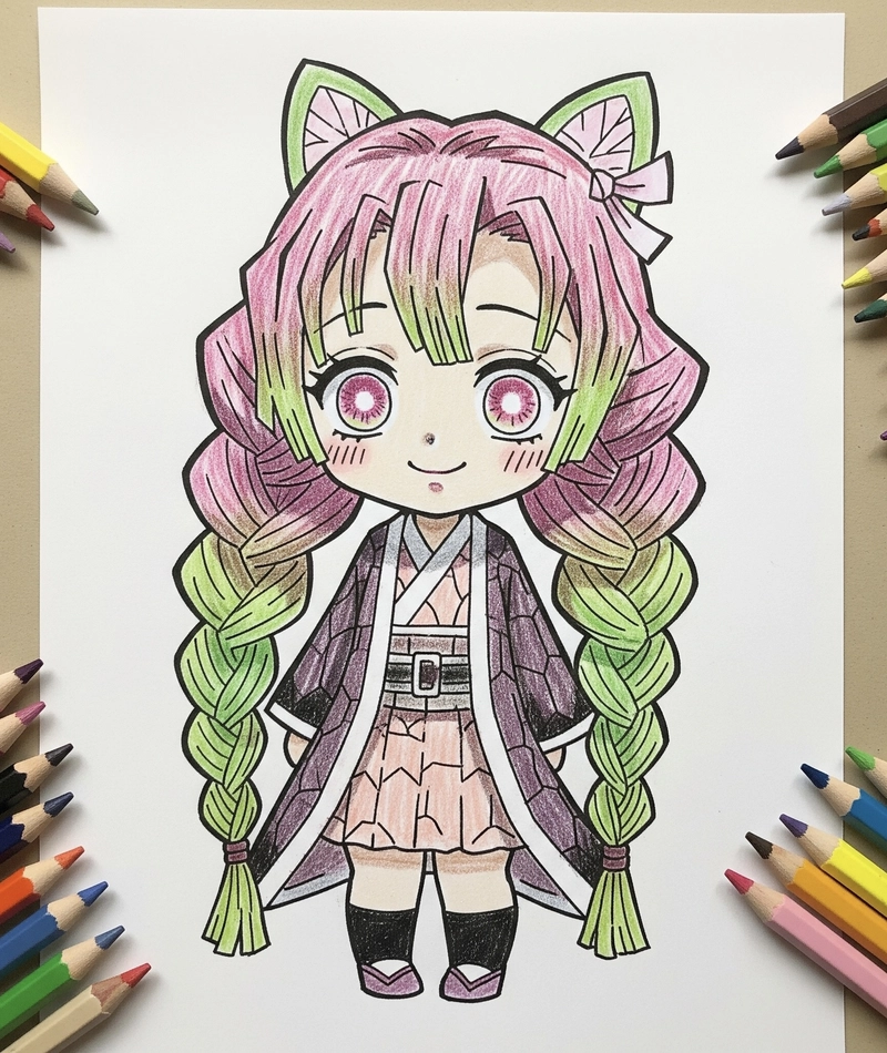 mitsuri chibi dễ vẽ