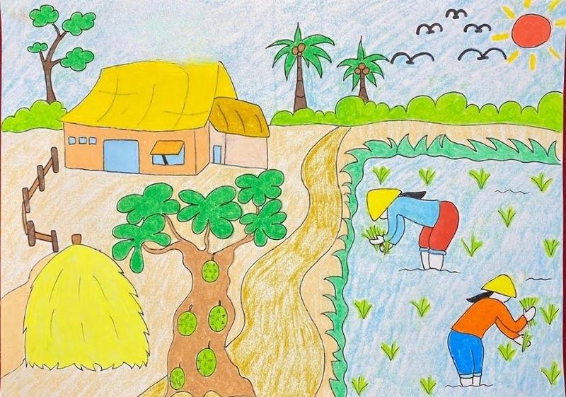 tranh nghề nông đơn giản