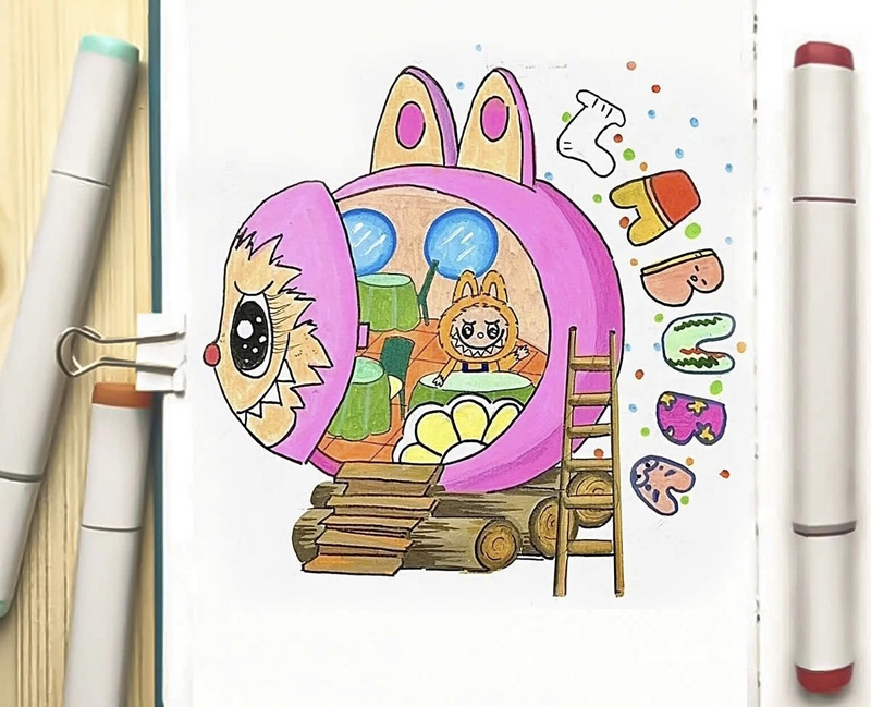 tranh tô màu vẽ labubu cute