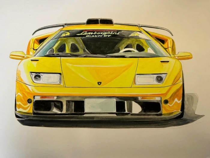 tranh vẽ Lamborghini đẹp