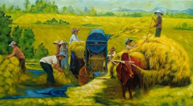 tranh vẽ cảnh đồng quê