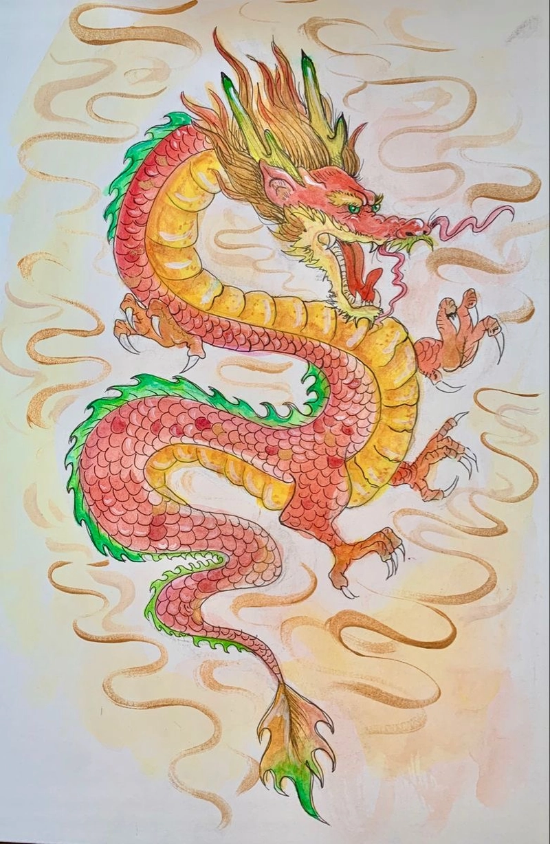 tranh vẽ con rồng cự đẹp