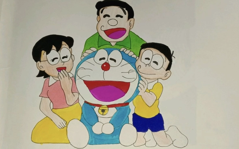 tranh vẽ gia đình nobita