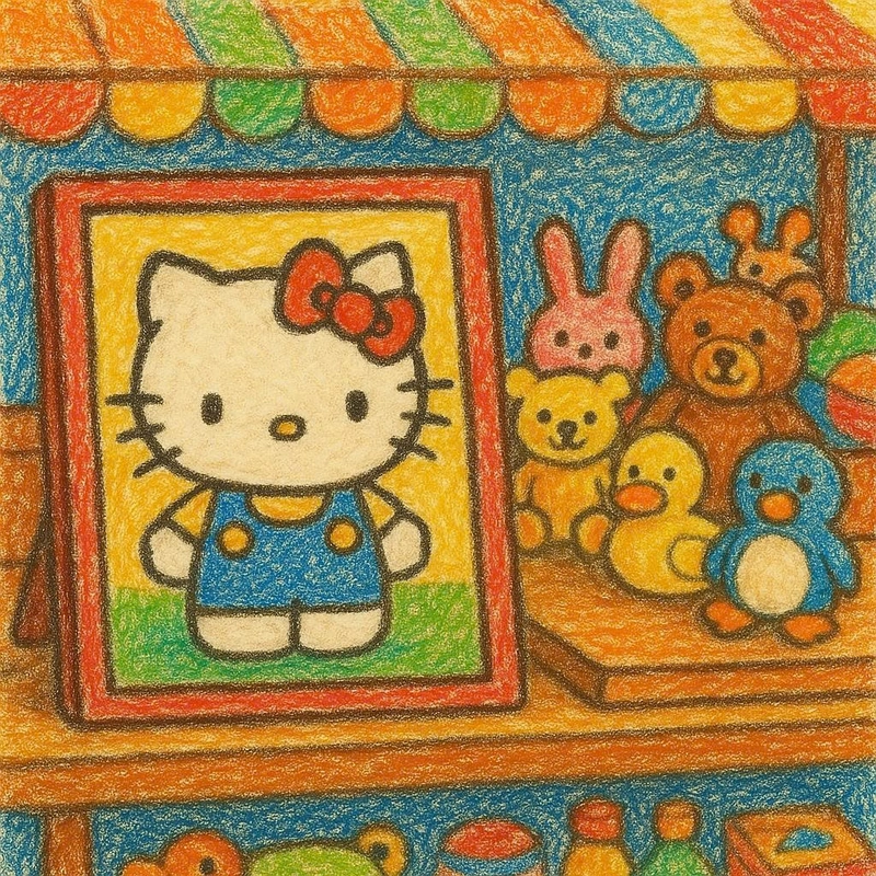 tranh vẽ hello kitty đc bán tại quầy