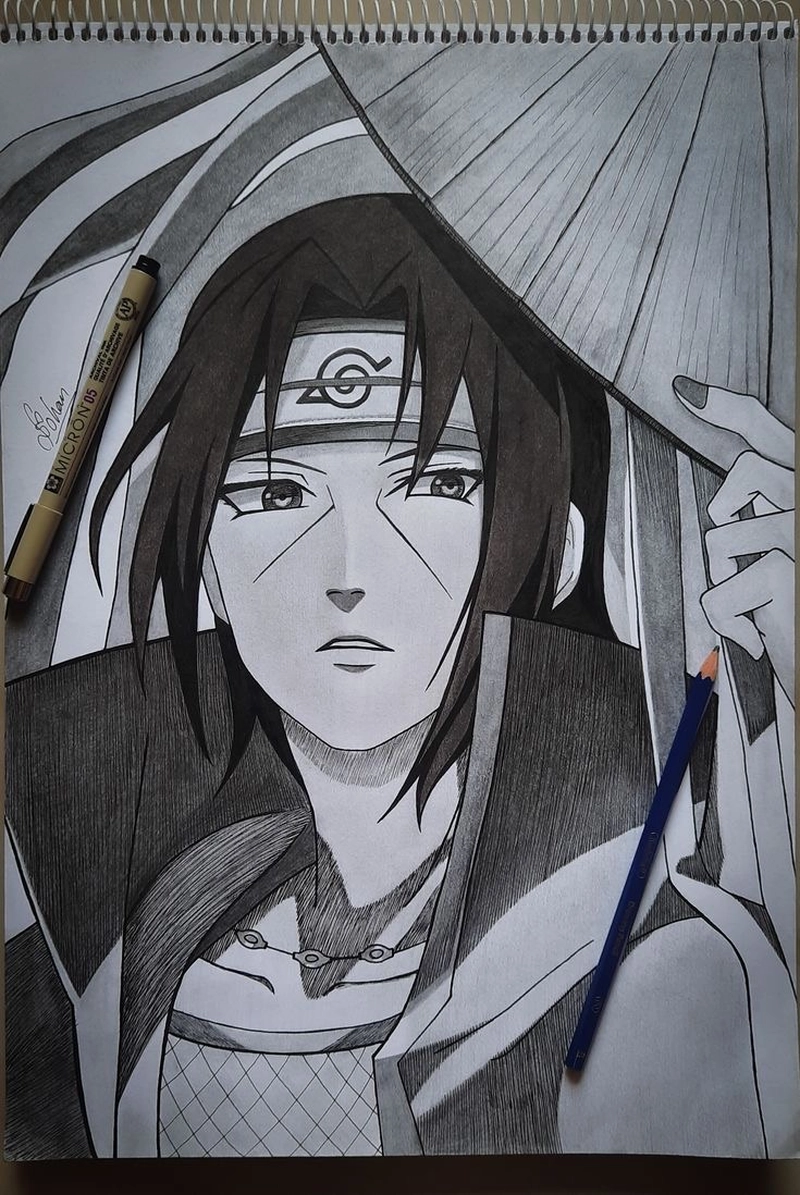 tranh vẽ itachi