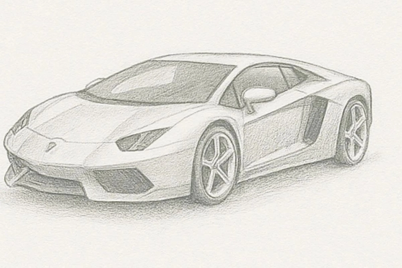 tranh vẽ lamborghini đơn giản nhất