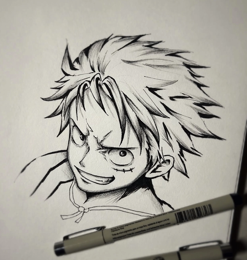 tranh vẽ luffy bằng bút chì