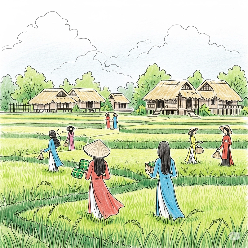 tranh vẽ ngày tết trẻ em múa lân