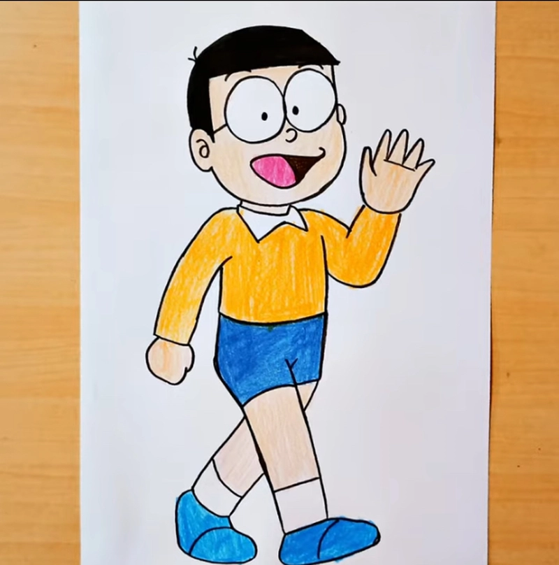 tranh vẽ nobita đơn giản cho bé