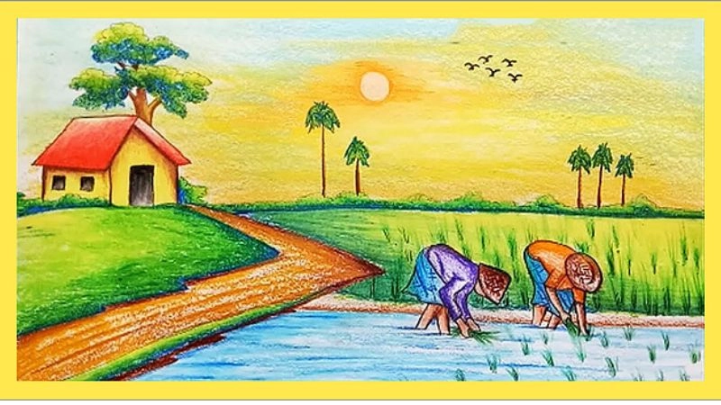 tranh vẽ nông thôn Việt Nam