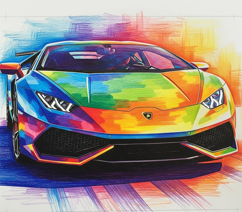 tranh vẽ ô tô lamborghini siêu ngầu