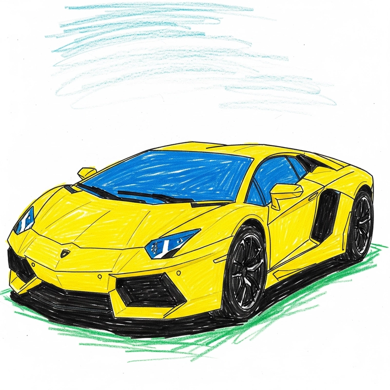 tranh vẽ ô tô mơ ước lamborghini cho em