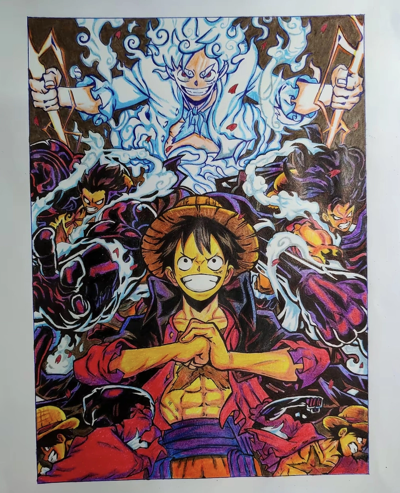 tranh vẽ one piece luffy