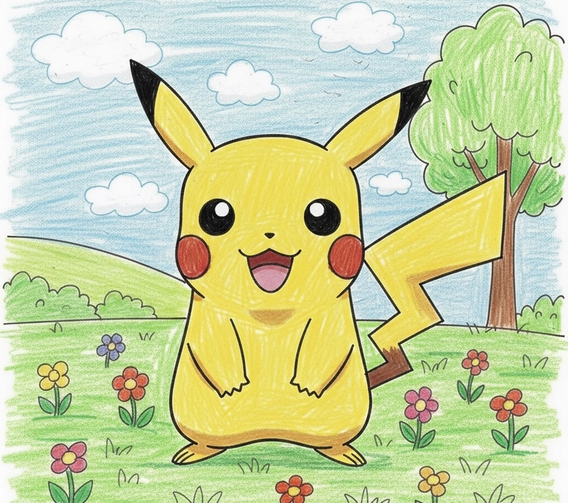 tranh vẽ pikachu dễ thương
