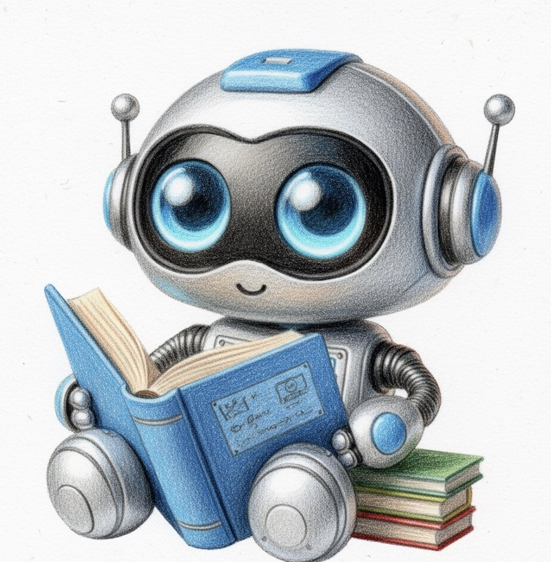 tranh vẽ robot đọc sách