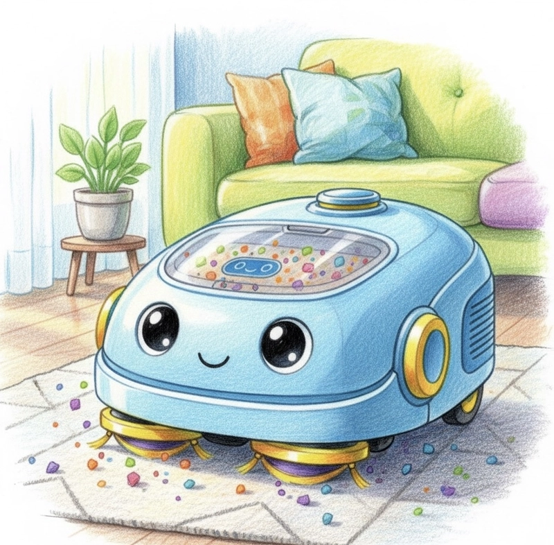 tranh vẽ robot dọn nhà đơn giản