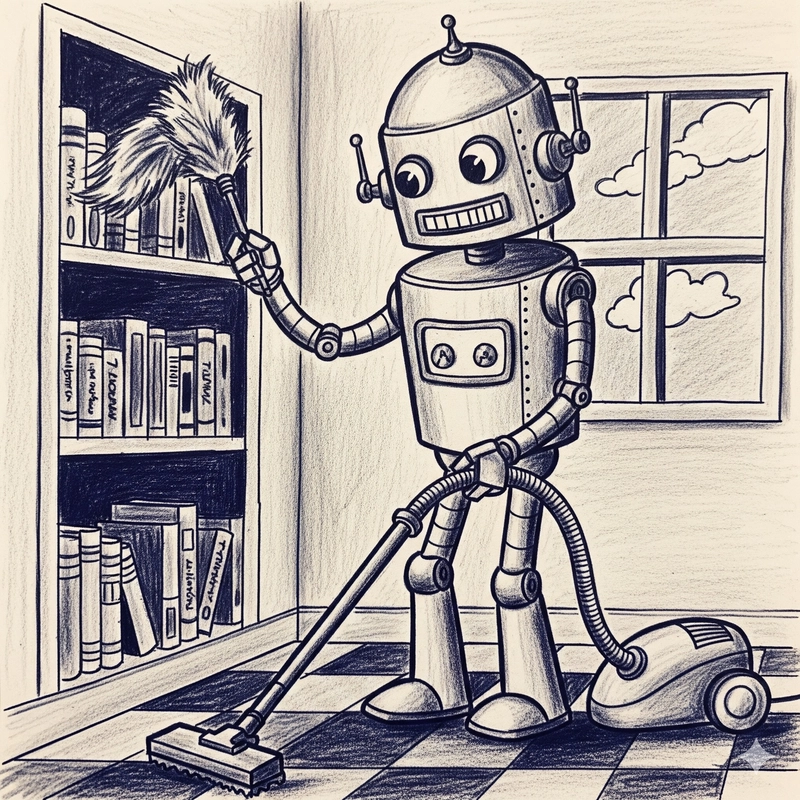 tranh vẽ robot dọn nhà
