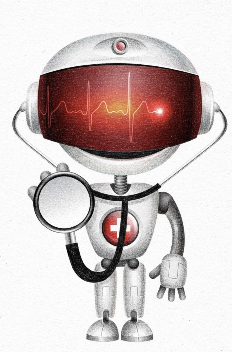 tranh vẽ robot khám bệnh