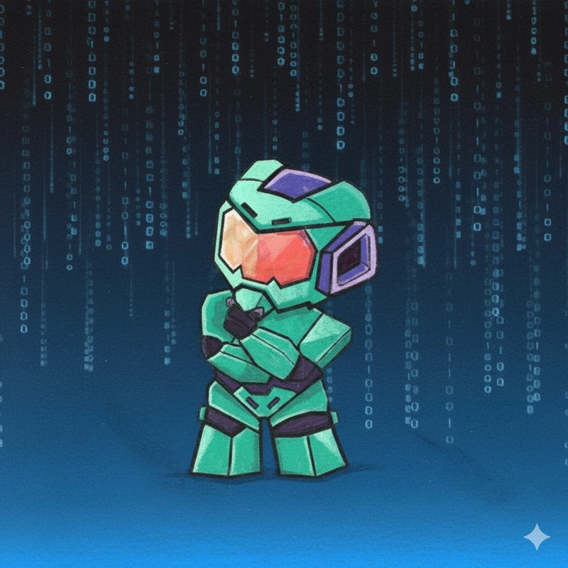 tranh vẽ robot màu xanh