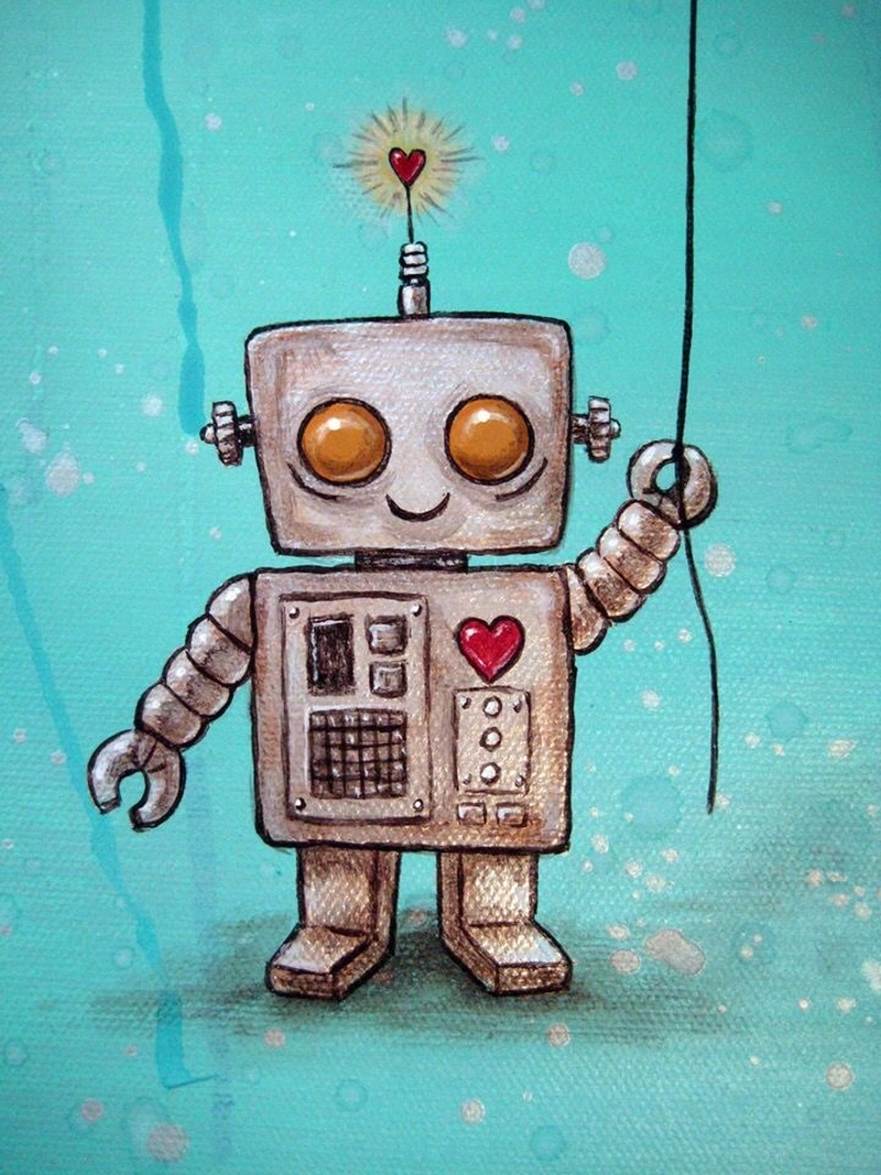 tranh vẽ robot tình yêu