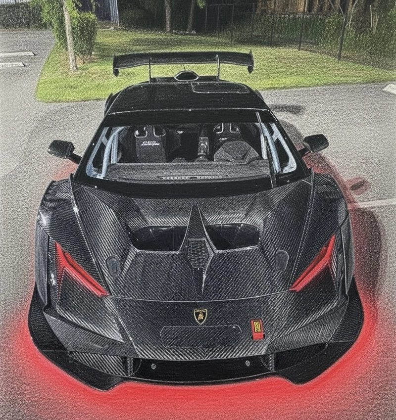 tranh vẽ siêu xe lamborghini đen cực ngầu