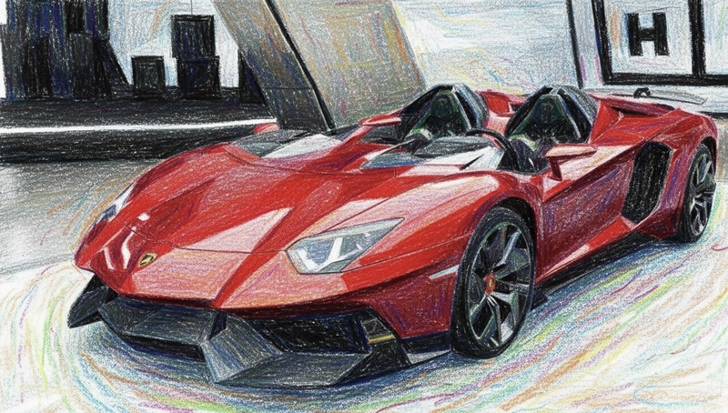 tranh vẽ siêu xe lamborghini mui trần