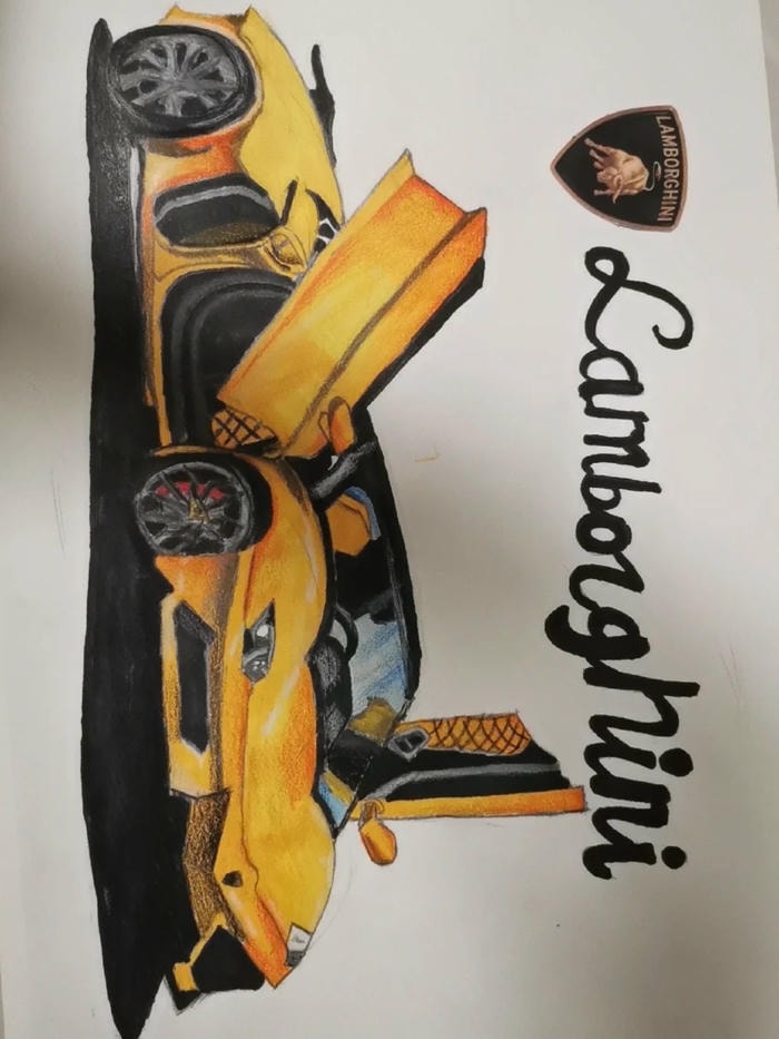tranh vẽ xe Lamborghini màu sắc