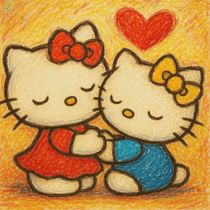 vẽ 2 con hello kitty cute
