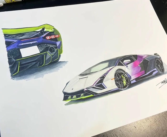 vẽ Lamborghini độc đáo