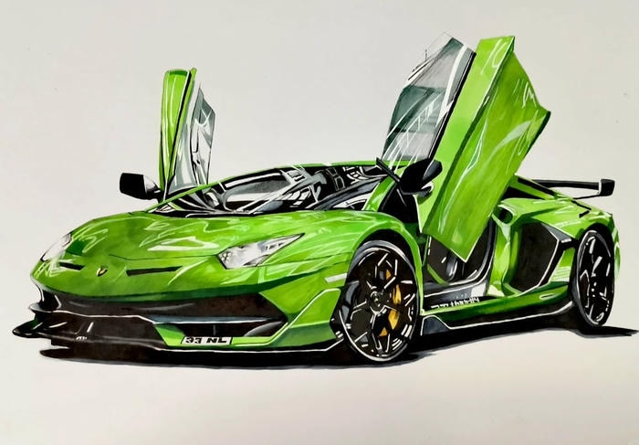 vẽ Lamborghini nghệ thuật đẹp mắt