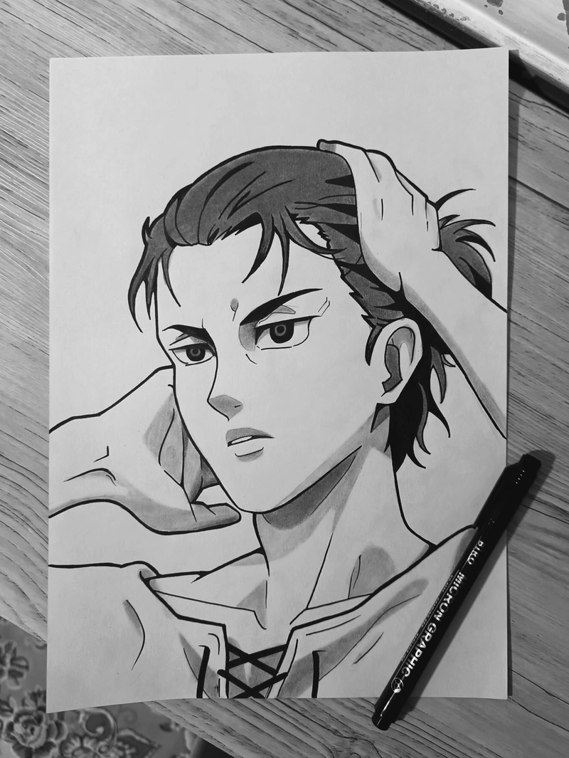 vẽ ảnh eren đơn giản