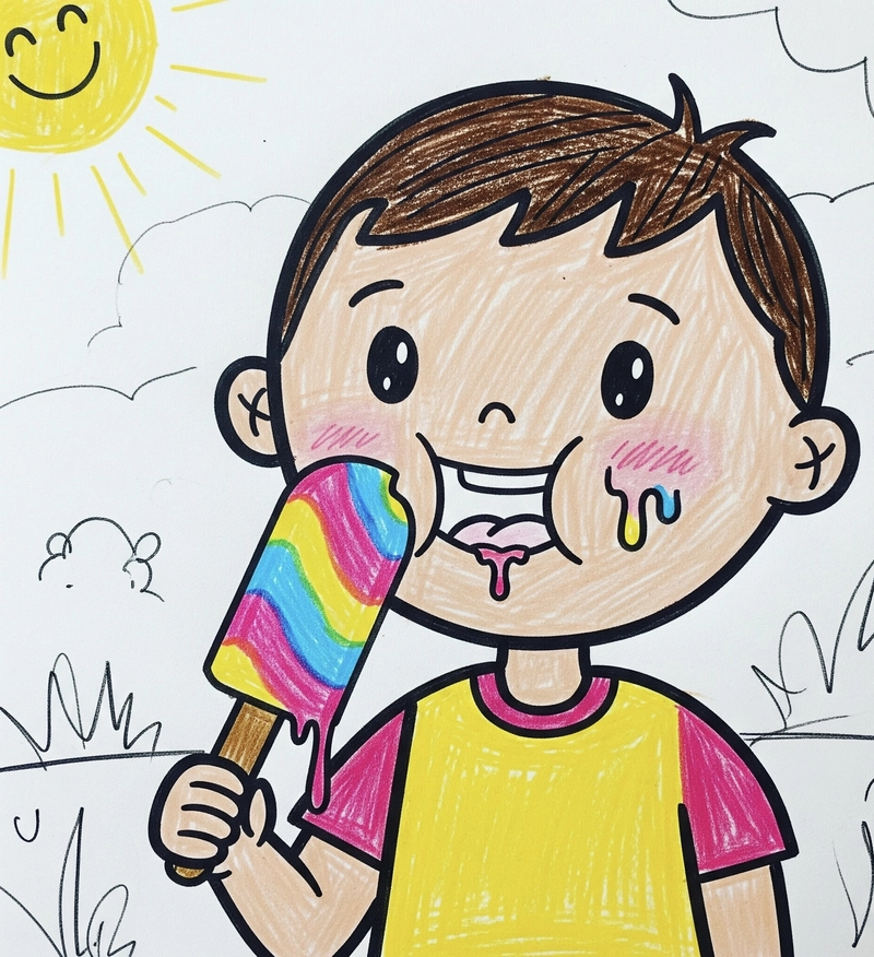vẽ bé ăn kem cute
