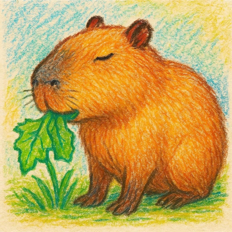 vẽ capybara ăn rau