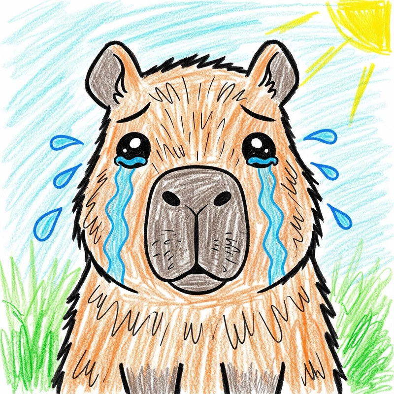 vẽ capybara buồn