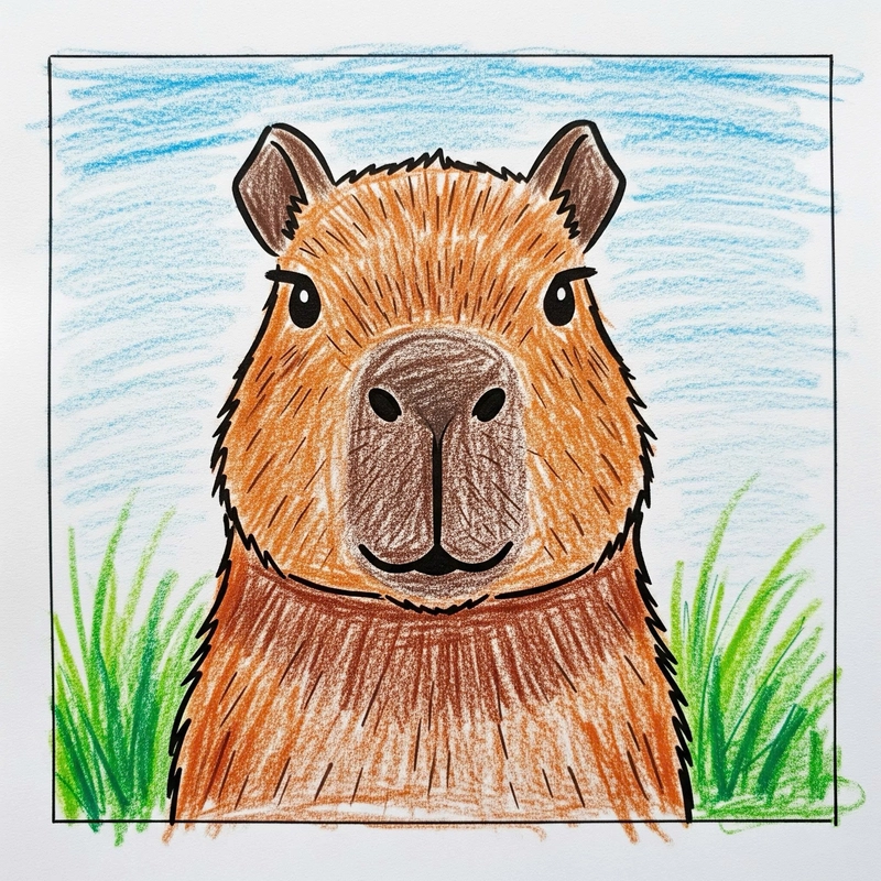 vẽ capybara dễ