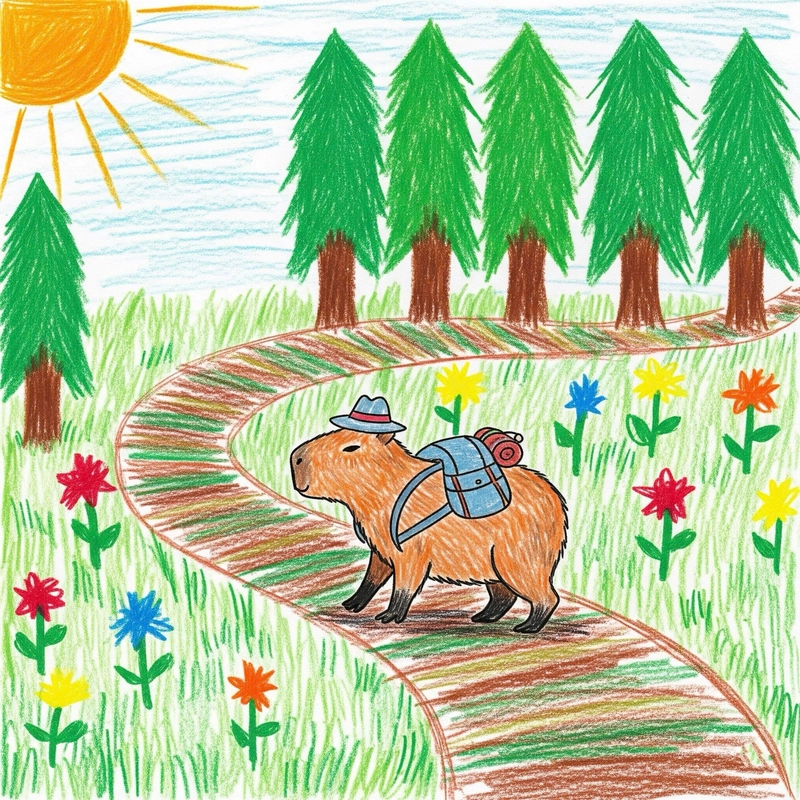 vẽ capybara đi chơi