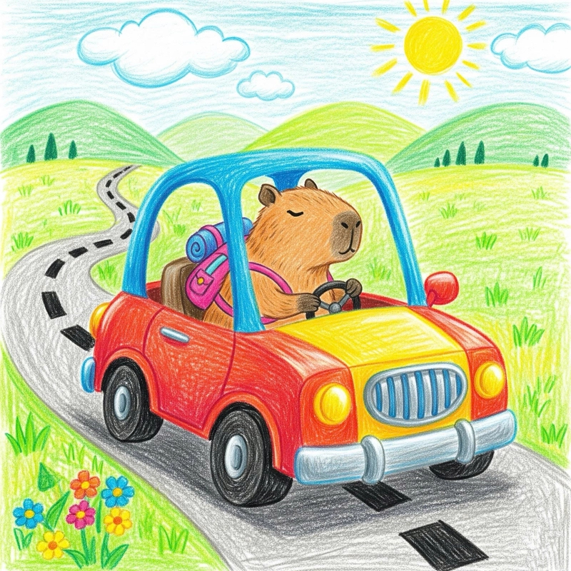 vẽ capybara đi phượt