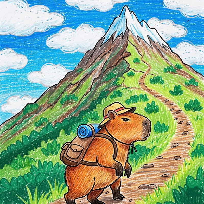 vẽ capybara leo núi