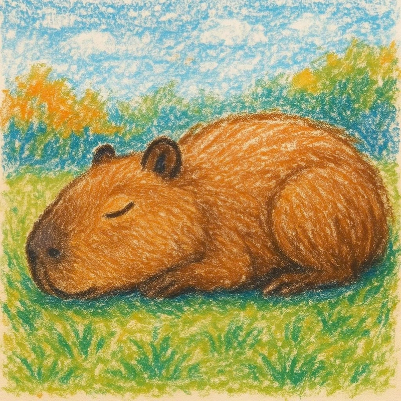 vẽ capybara ngủ